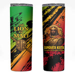 Sundiata Keita Skinny Tumbler with Regal Portrait, Lion of Mali Title and Bold Tribal Brushstroke Pattern - African Pride