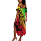 Sundiata Keita Summer Maxi Dress with Regal Portrait, Lion of Mali Title and Bold Tribal Brushstroke Pattern - African Pride