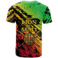 Sundiata Keita T shirt with Regal Portrait, Lion of Mali Title and Bold Tribal Brushstroke Pattern - African Pride