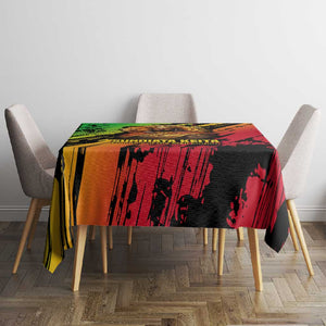Sundiata Keita Tablecloth with Regal Portrait, Lion of Mali Title and Bold Tribal Brushstroke Pattern - African Pride
