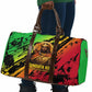 Sundiata Keita Travel Bag with Regal Portrait, Lion of Mali Title and Bold Tribal Brushstroke Pattern - African Pride