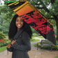 Sundiata Keita Umbrella with Regal Portrait, Lion of Mali Title and Bold Tribal Brushstroke Pattern - African Pride