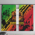 Sundiata Keita Window Curtain with Regal Portrait, Lion of Mali Title and Bold Tribal Brushstroke Pattern - African Pride