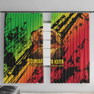 Sundiata Keita Window Curtain with Regal Portrait, Lion of Mali Title and Bold Tribal Brushstroke Pattern - African Pride