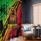 Sundiata Keita Window Curtain with Regal Portrait, Lion of Mali Title and Bold Tribal Brushstroke Pattern - African Pride