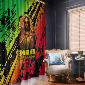 Sundiata Keita Window Curtain with Regal Portrait, Lion of Mali Title and Bold Tribal Brushstroke Pattern - African Pride