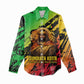 Sundiata Keita Women Casual Shirt with Regal Portrait, Lion of Mali Title and Bold Tribal Brushstroke Pattern - African Pride