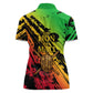 Sundiata Keita Women Polo Shirt with Regal Portrait, Lion of Mali Title and Bold Tribal Brushstroke Pattern - African Pride