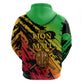 Sundiata Keita Zip Hoodie with Regal Portrait, Lion of Mali Title and Bold Tribal Brushstroke Pattern - African Pride
