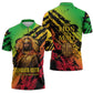 Sundiata Keita Zipper Polo Shirt with Regal Portrait, Lion of Mali Title and Bold Tribal Brushstroke Pattern - African Pride