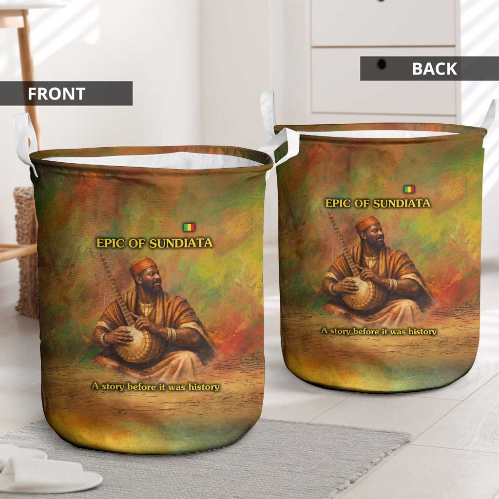 Sundiata Keita Laundry Basket Griot Storytelling Scene, Epic of Sundiata Text and Heritage-Inspired Earth Tone - African Pride