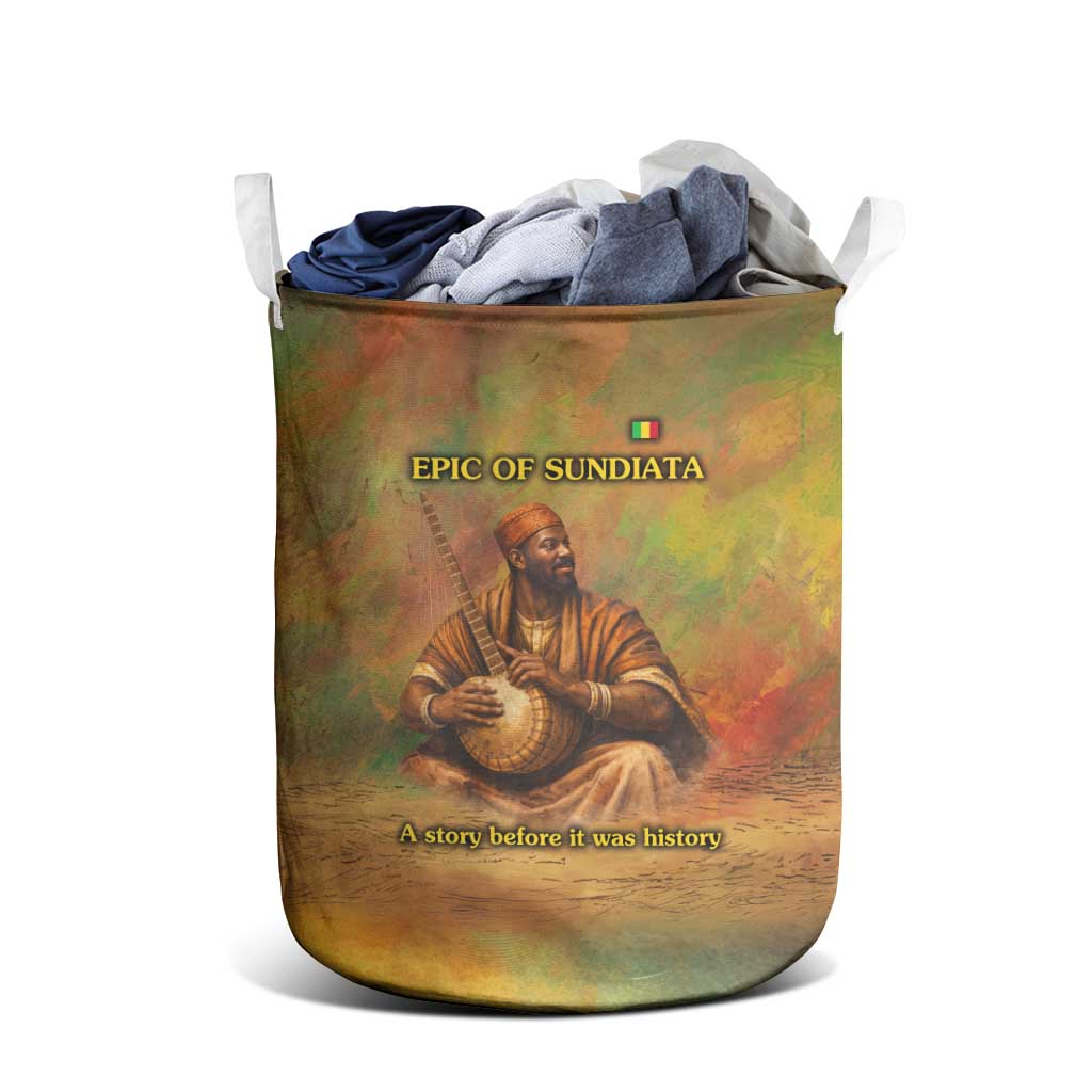 Sundiata Keita Laundry Basket Griot Storytelling Scene, Epic of Sundiata Text and Heritage-Inspired Earth Tone - African Pride