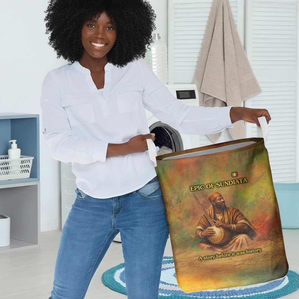 Sundiata Keita Laundry Basket Griot Storytelling Scene, Epic of Sundiata Text and Heritage-Inspired Earth Tone - African Pride