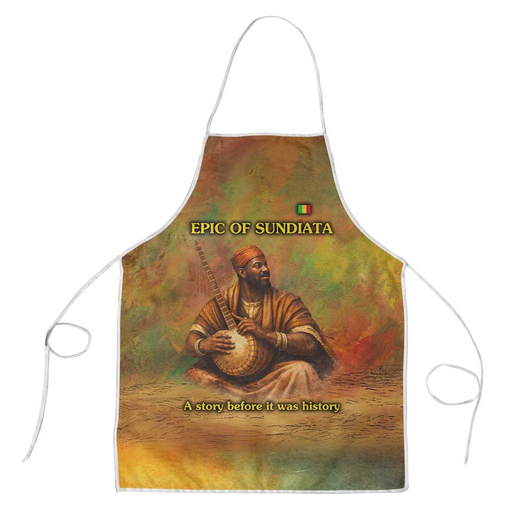 Sundiata Keita Apron Griot Storytelling Scene, Epic of Sundiata Text and Heritage-Inspired Earth Tone - African Pride