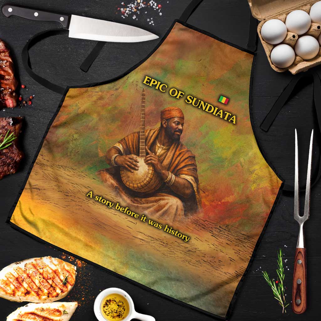 Sundiata Keita Apron Griot Storytelling Scene, Epic of Sundiata Text and Heritage-Inspired Earth Tone - African Pride