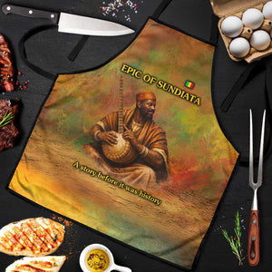 Sundiata Keita Apron Griot Storytelling Scene, Epic of Sundiata Text and Heritage-Inspired Earth Tone - African Pride