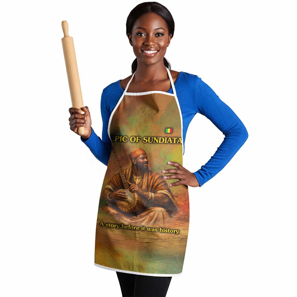 Sundiata Keita Apron Griot Storytelling Scene, Epic of Sundiata Text and Heritage-Inspired Earth Tone - African Pride