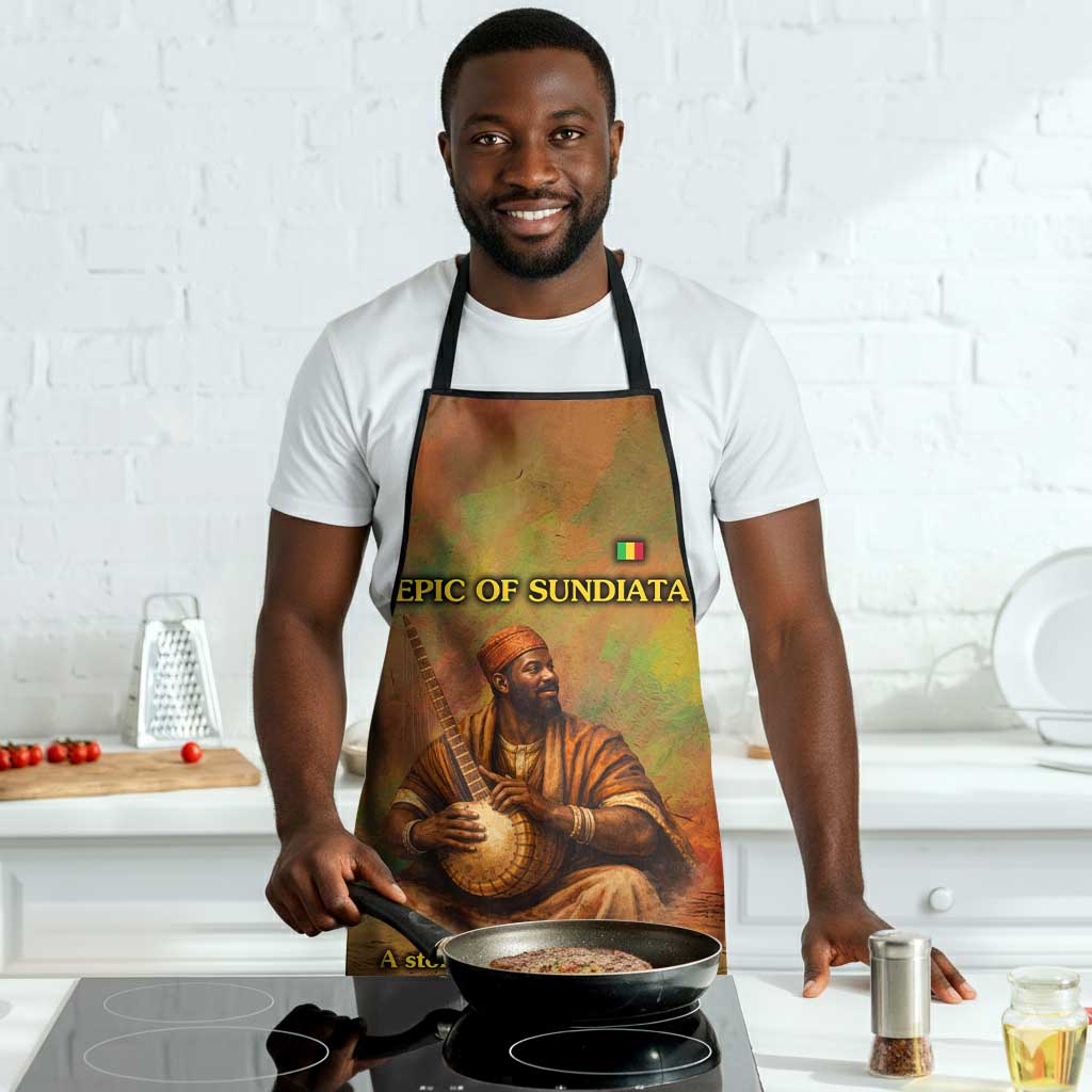 Sundiata Keita Apron Griot Storytelling Scene, Epic of Sundiata Text and Heritage-Inspired Earth Tone - African Pride