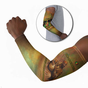Sundiata Keita Arm Sleeves Griot Storytelling Scene, Epic of Sundiata Text and Heritage-Inspired Earth Tone - African Pride
