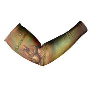 Sundiata Keita Arm Sleeves Griot Storytelling Scene, Epic of Sundiata Text and Heritage-Inspired Earth Tone - African Pride