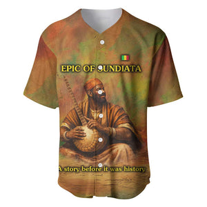 Sundiata Keita Baseball Jersey Griot Storytelling Scene, Epic of Sundiata Text and Heritage-Inspired Earth Tone - African Pride