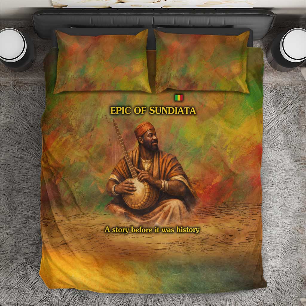 Sundiata Keita Bedding Set Griot Storytelling Scene, Epic of Sundiata Text and Heritage-Inspired Earth Tone - African Pride