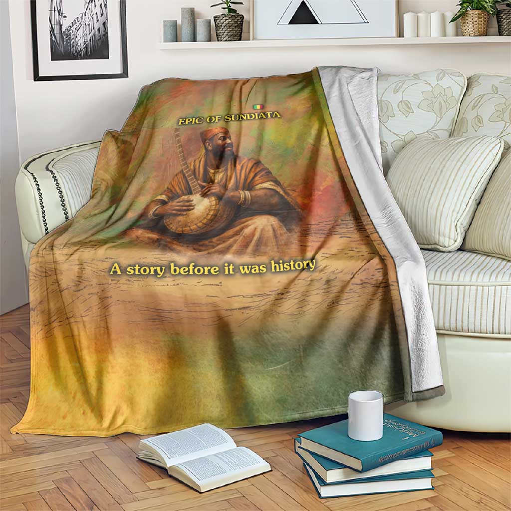 Sundiata Keita Blanket Griot Storytelling Scene, Epic of Sundiata Text and Heritage-Inspired Earth Tone - African Pride