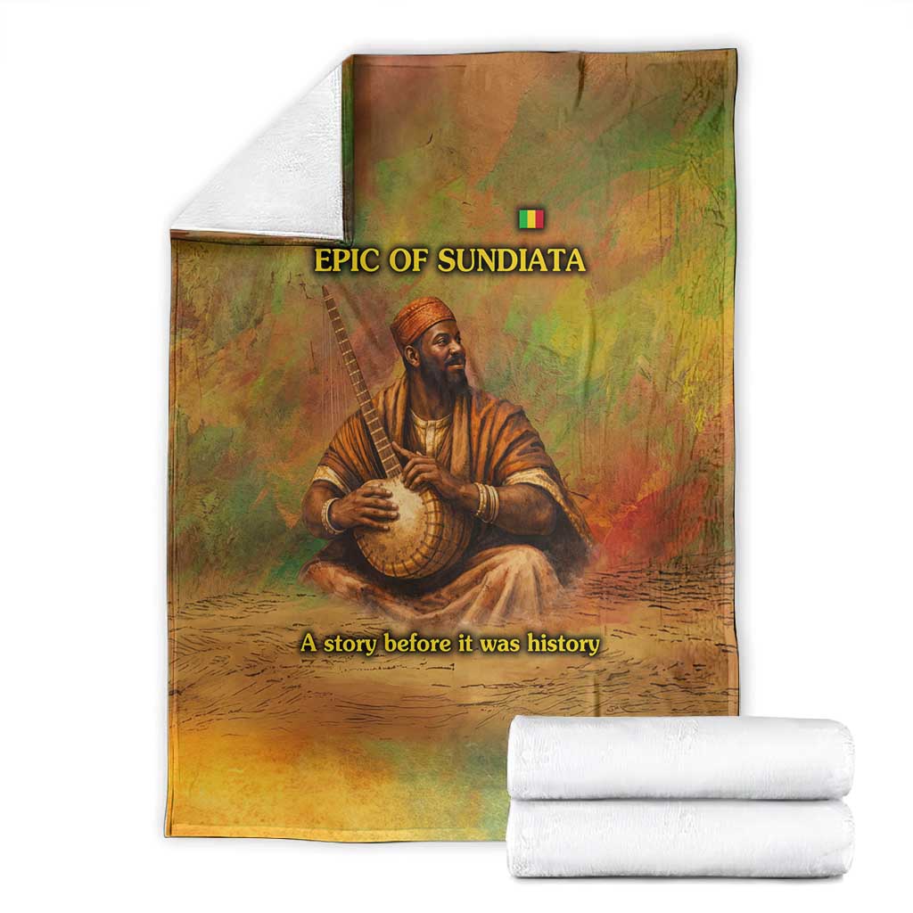 Sundiata Keita Blanket Griot Storytelling Scene, Epic of Sundiata Text and Heritage-Inspired Earth Tone - African Pride