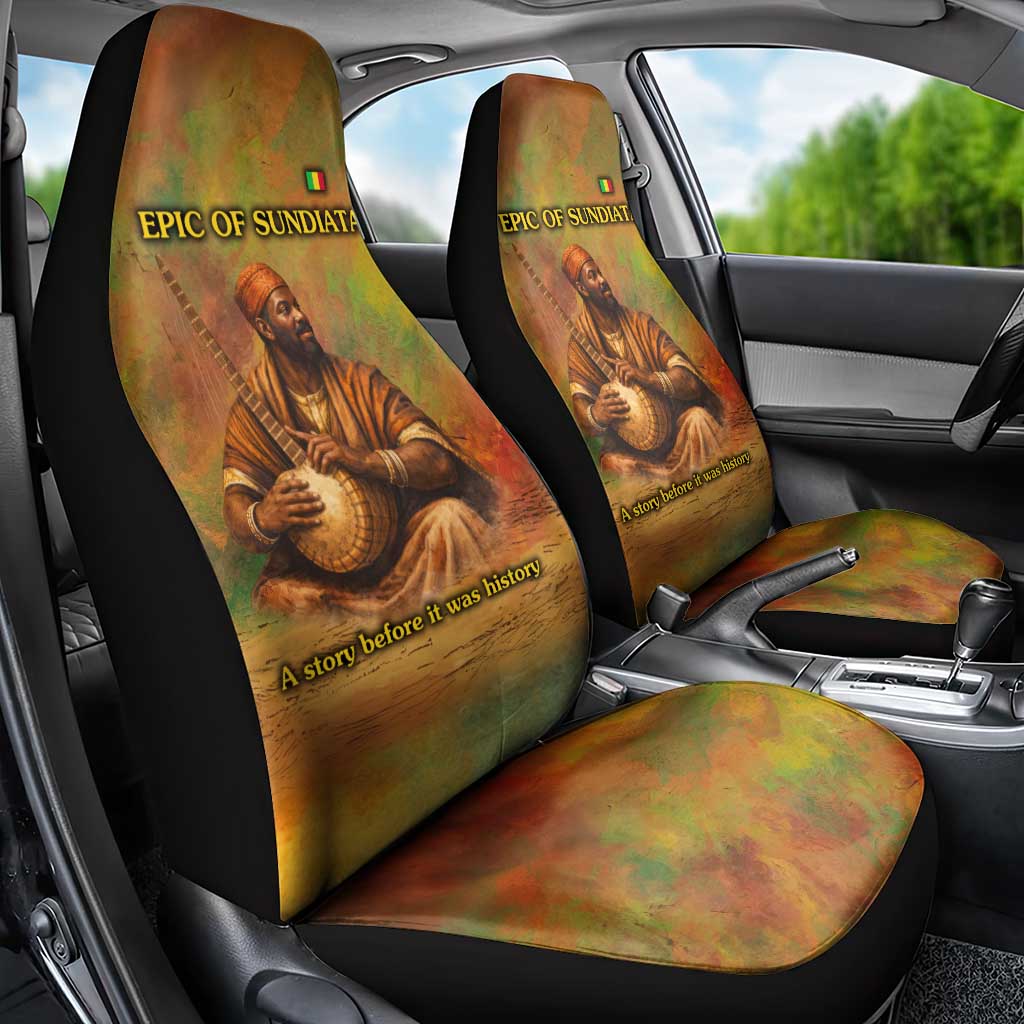 Sundiata Keita Car Seat Cover Griot Storytelling Scene, Epic of Sundiata Text and Heritage-Inspired Earth Tone - African Pride