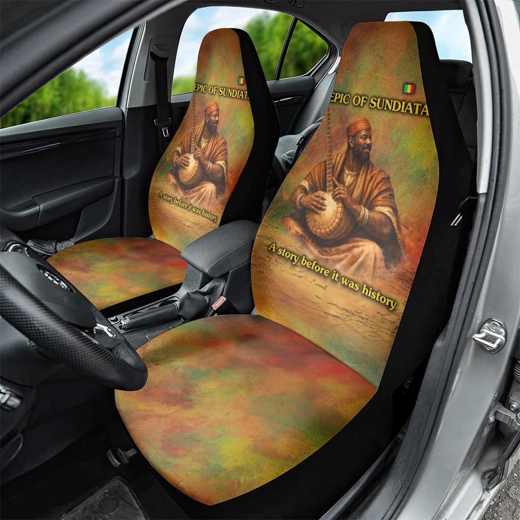 Sundiata Keita Car Seat Cover Griot Storytelling Scene, Epic of Sundiata Text and Heritage-Inspired Earth Tone - African Pride