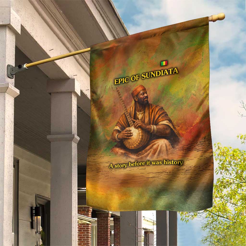 Sundiata Keita Garden Flag Griot Storytelling Scene, Epic of Sundiata Text and Heritage-Inspired Earth Tone - African Pride