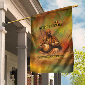 Sundiata Keita Garden Flag Griot Storytelling Scene, Epic of Sundiata Text and Heritage-Inspired Earth Tone - African Pride
