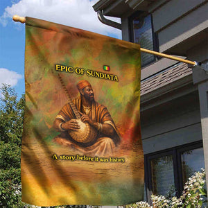 Sundiata Keita Garden Flag Griot Storytelling Scene, Epic of Sundiata Text and Heritage-Inspired Earth Tone - African Pride
