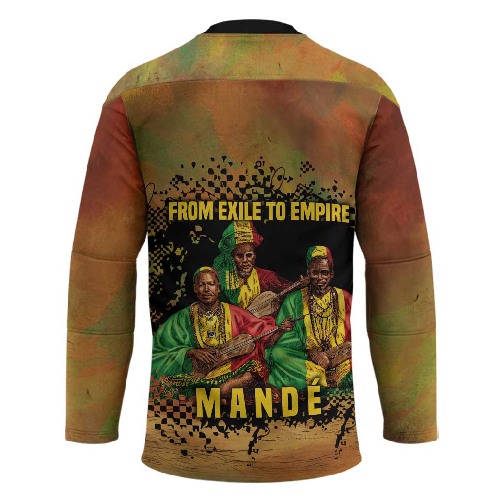 Sundiata Keita Hockey Jersey Griot Storytelling Scene, Epic of Sundiata Text and Heritage-Inspired Earth Tone - African Pride