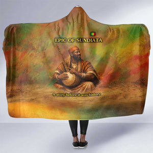 Sundiata Keita Hooded Blanket Griot Storytelling Scene, Epic of Sundiata Text and Heritage-Inspired Earth Tone - African Pride