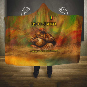 Sundiata Keita Hooded Blanket Griot Storytelling Scene, Epic of Sundiata Text and Heritage-Inspired Earth Tone - African Pride