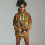 Sundiata Keita Hoodie Dress Griot Storytelling Scene, Epic of Sundiata Text and Heritage-Inspired Earth Tone - African Pride