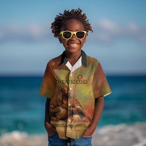 Sundiata Keita Kid Hawaiian Shirt Griot Storytelling Scene, Epic of Sundiata Text and Heritage-Inspired Earth Tone - African Pride