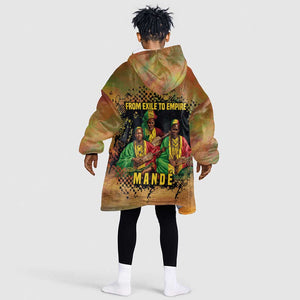 Sundiata Keita Kid Wearable Blanket Hoodie Griot Storytelling Scene, Epic of Sundiata Text and Heritage-Inspired Earth Tone - African Pride