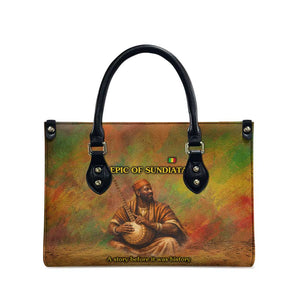 Sundiata Keita Leather Bag Griot Storytelling Scene, Epic of Sundiata Text and Heritage-Inspired Earth Tone - African Pride