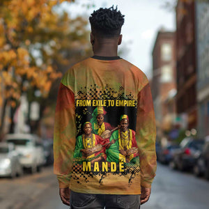 Sundiata Keita Long Sleeve Shirt Griot Storytelling Scene, Epic of Sundiata Text and Heritage-Inspired Earth Tone - African Pride