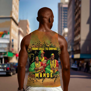 Sundiata Keita Men Tank Top Griot Storytelling Scene, Epic of Sundiata Text and Heritage-Inspired Earth Tone - African Pride