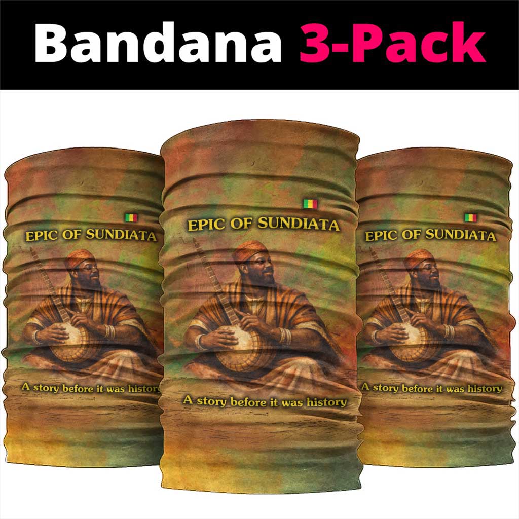 Sundiata Keita Neck Gaiter Griot Storytelling Scene, Epic of Sundiata Text and Heritage-Inspired Earth Tone - African Pride