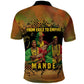Sundiata Keita Polo Shirt Griot Storytelling Scene, Epic of Sundiata Text and Heritage-Inspired Earth Tone - African Pride