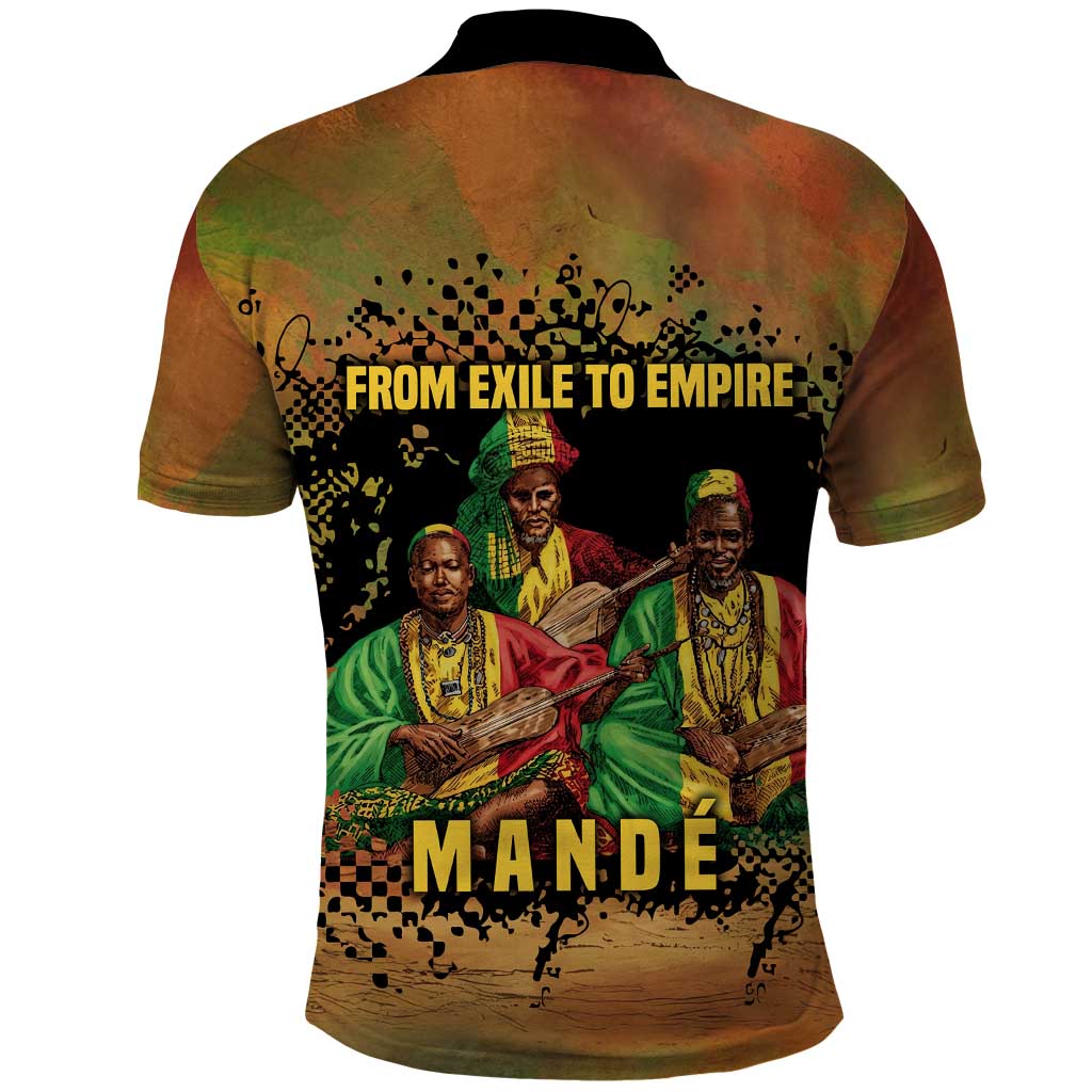 Sundiata Keita Polo Shirt Griot Storytelling Scene, Epic of Sundiata Text and Heritage-Inspired Earth Tone - African Pride