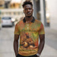 Sundiata Keita Polo Shirt Griot Storytelling Scene, Epic of Sundiata Text and Heritage-Inspired Earth Tone - African Pride