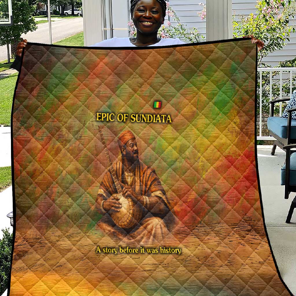 Sundiata Keita Quilt Griot Storytelling Scene, Epic of Sundiata Text and Heritage-Inspired Earth Tone - African Pride