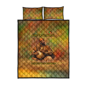 Sundiata Keita Quilt Bed Set Griot Storytelling Scene, Epic of Sundiata Text and Heritage-Inspired Earth Tone - African Pride