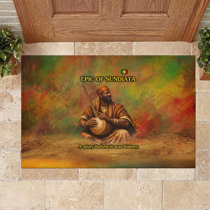 Sundiata Keita Rubber Doormat Griot Storytelling Scene, Epic of Sundiata Text and Heritage-Inspired Earth Tone - African Pride
