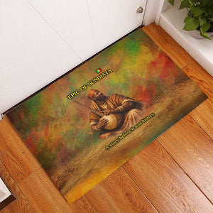 Sundiata Keita Rubber Doormat Griot Storytelling Scene, Epic of Sundiata Text and Heritage-Inspired Earth Tone - African Pride